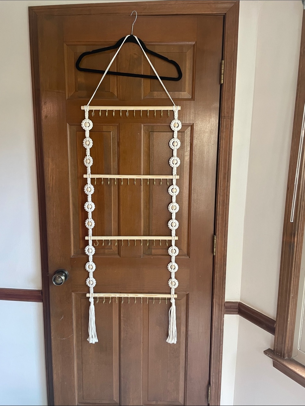 Handmade Cream Macramé Wall Hair Bow or Jewelry Holder